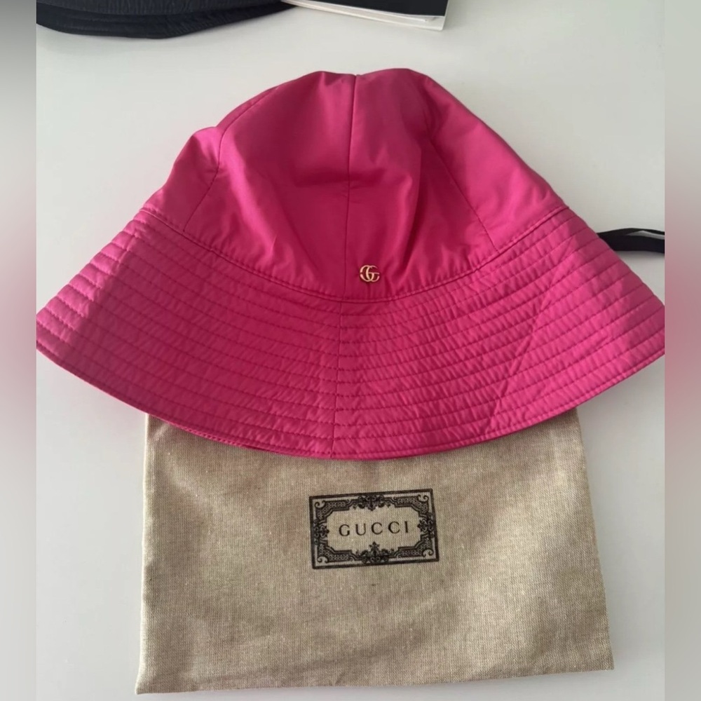 Gucci Double G Logo Cloche Bucket Hat Pink Size M - Picture 3 of 6